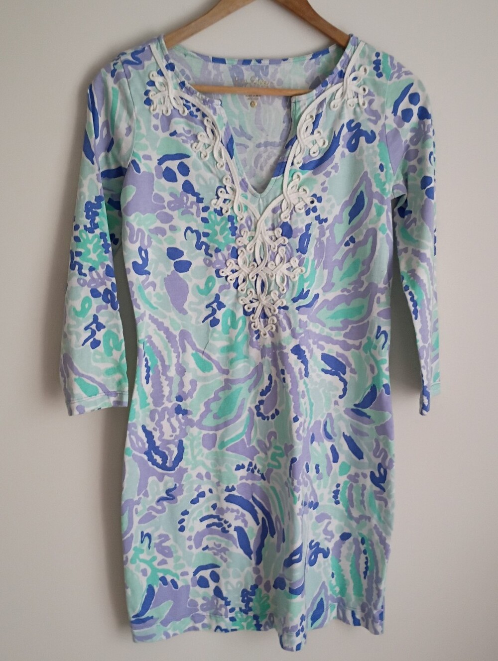 Lilly Pulitzer Embroider Floral Applique Marina Lilac Nice Ink Preppy Beach Pima